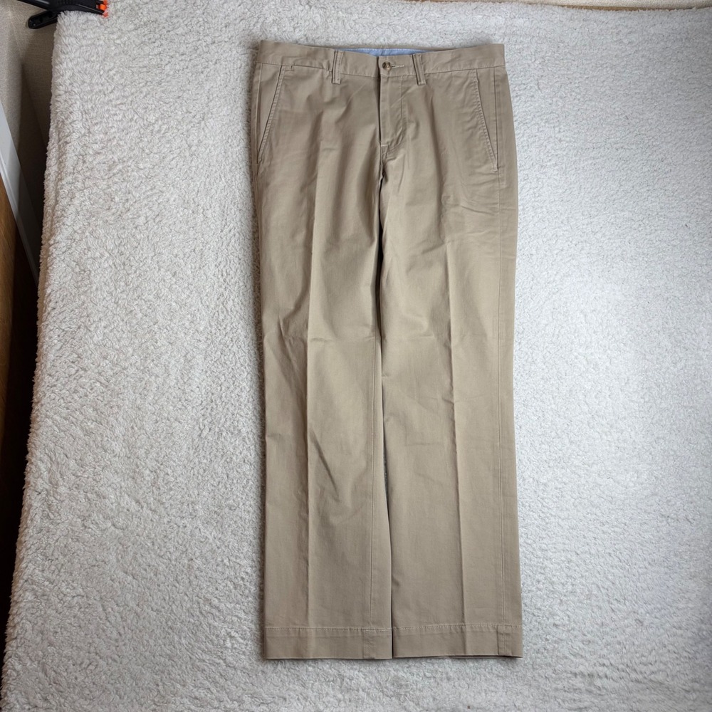 Polo Ralph Lauren Mens pleated Stretch Straight Fit Chino Pants Tan Khaki 32x30